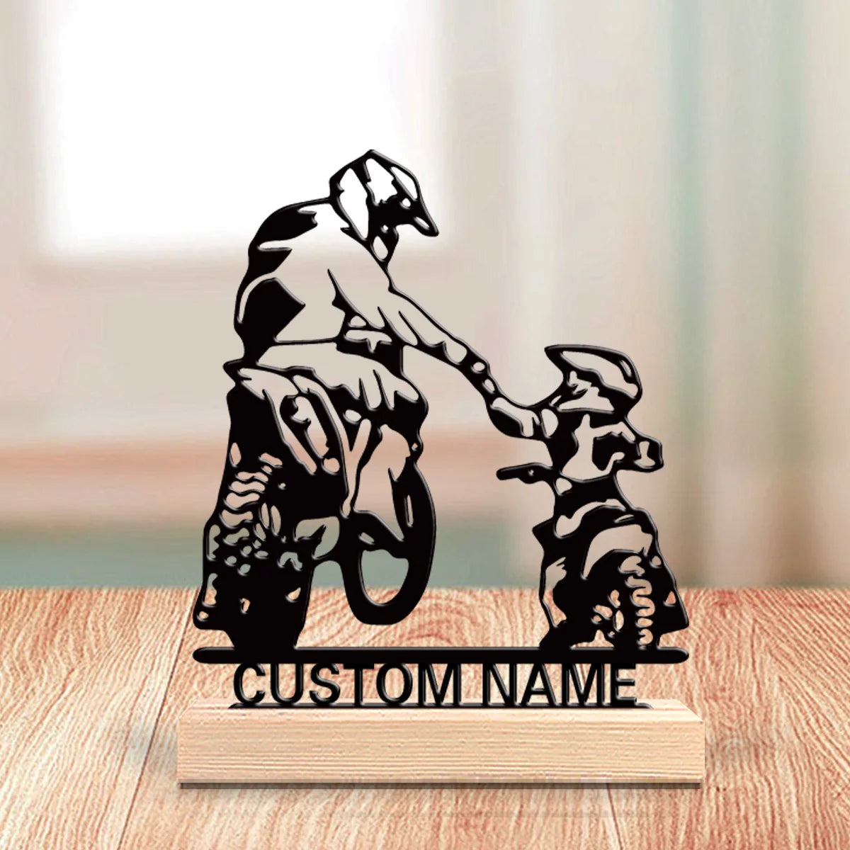 Motorrad mit Kind Metallfigur 2D