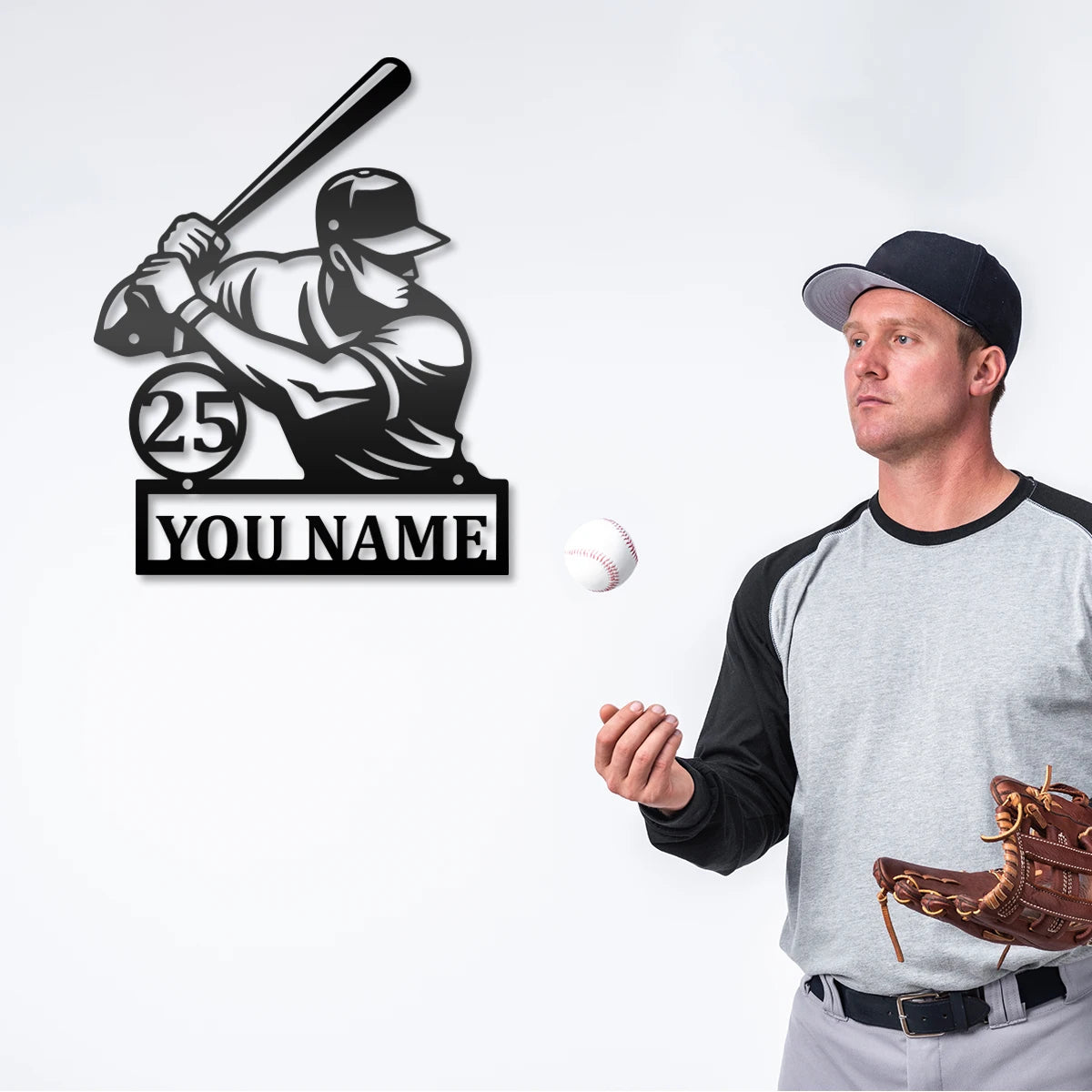 Baseball Wanddeko Metall 2D