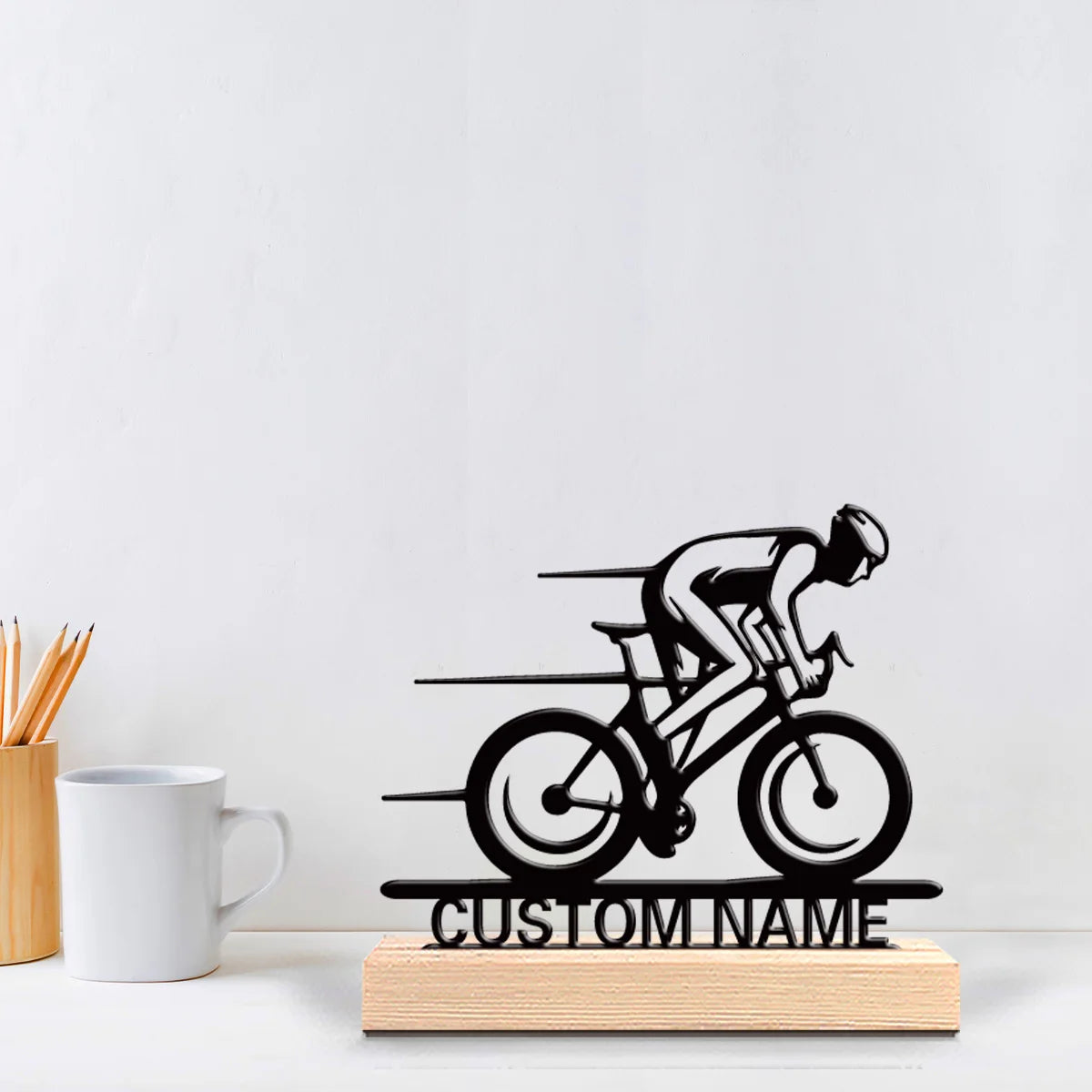 Sportlicher Radfahrer Metallfigur 2D