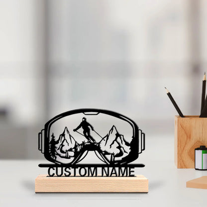 Skifahrer Metallfigur 2D