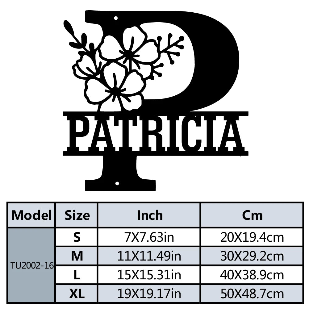 Buchstaben Wanddeko Metall 2D – Mit Wunschname