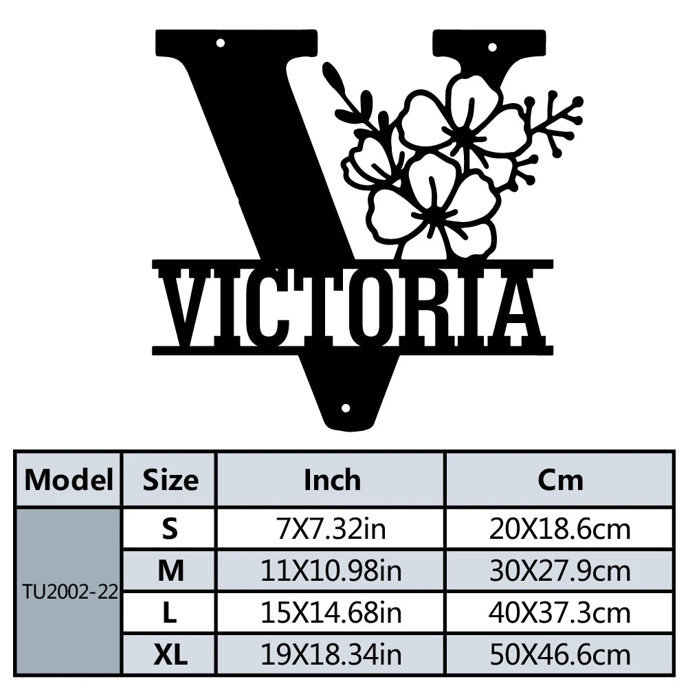 Buchstaben Wanddeko Metall 2D – Mit Wunschname