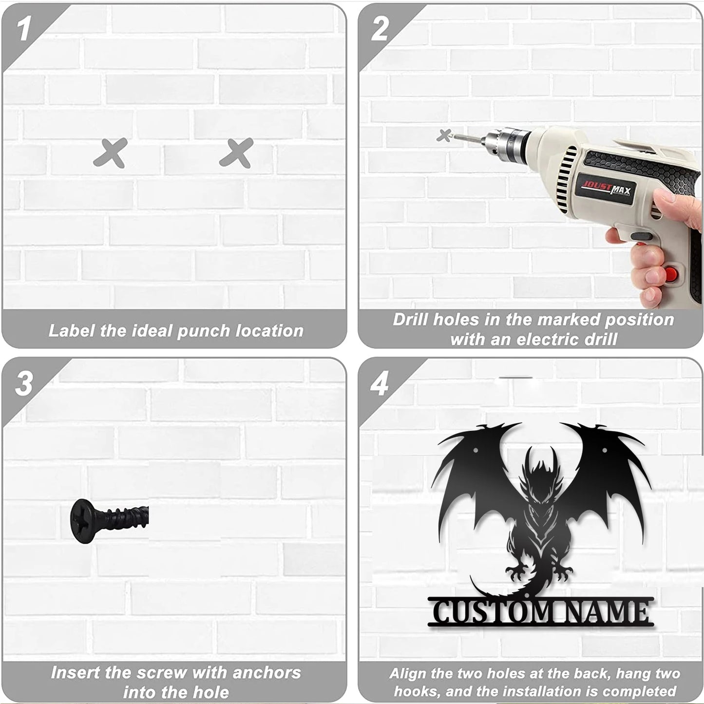 Drache Wanddeko Metall 2D