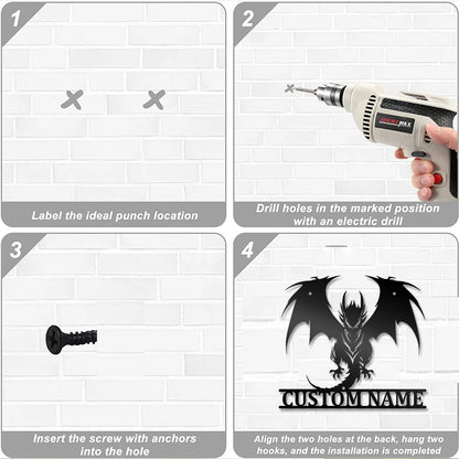 Drache Wanddeko Metall 2D