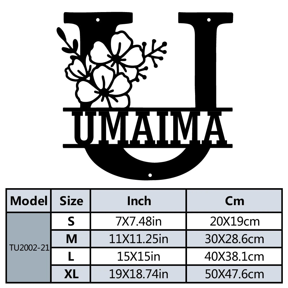 Buchstaben Wanddeko Metall 2D – Mit Wunschname