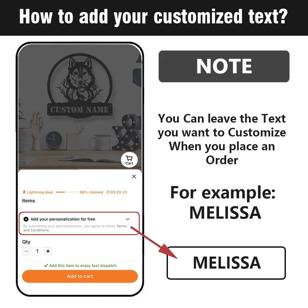 Buchstaben Wanddeko Metall 2D – Mit Wunschname
