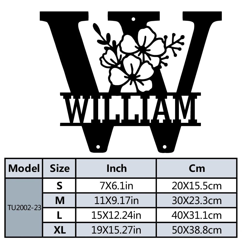 Buchstaben Wanddeko Metall 2D – Mit Wunschname