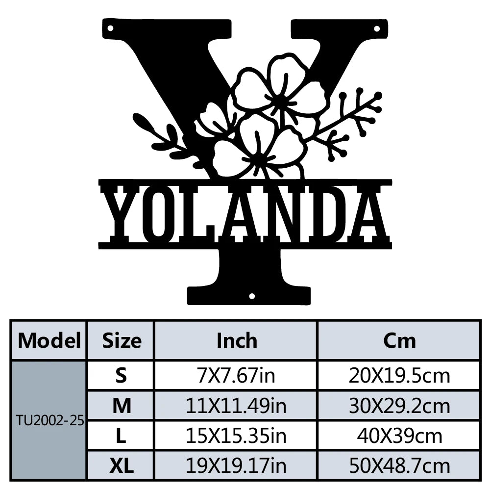 Buchstaben Wanddeko Metall 2D – Mit Wunschname