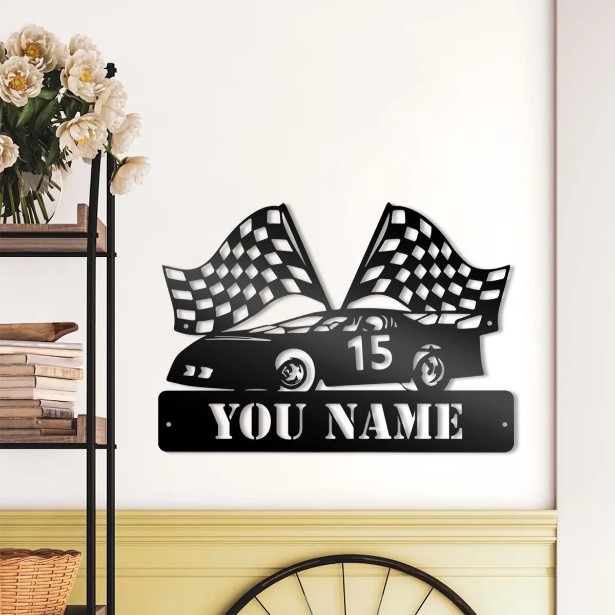Rennwagen Wanddeko Metall 2D