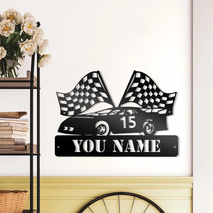 Rennwagen Wanddeko Metall 2D