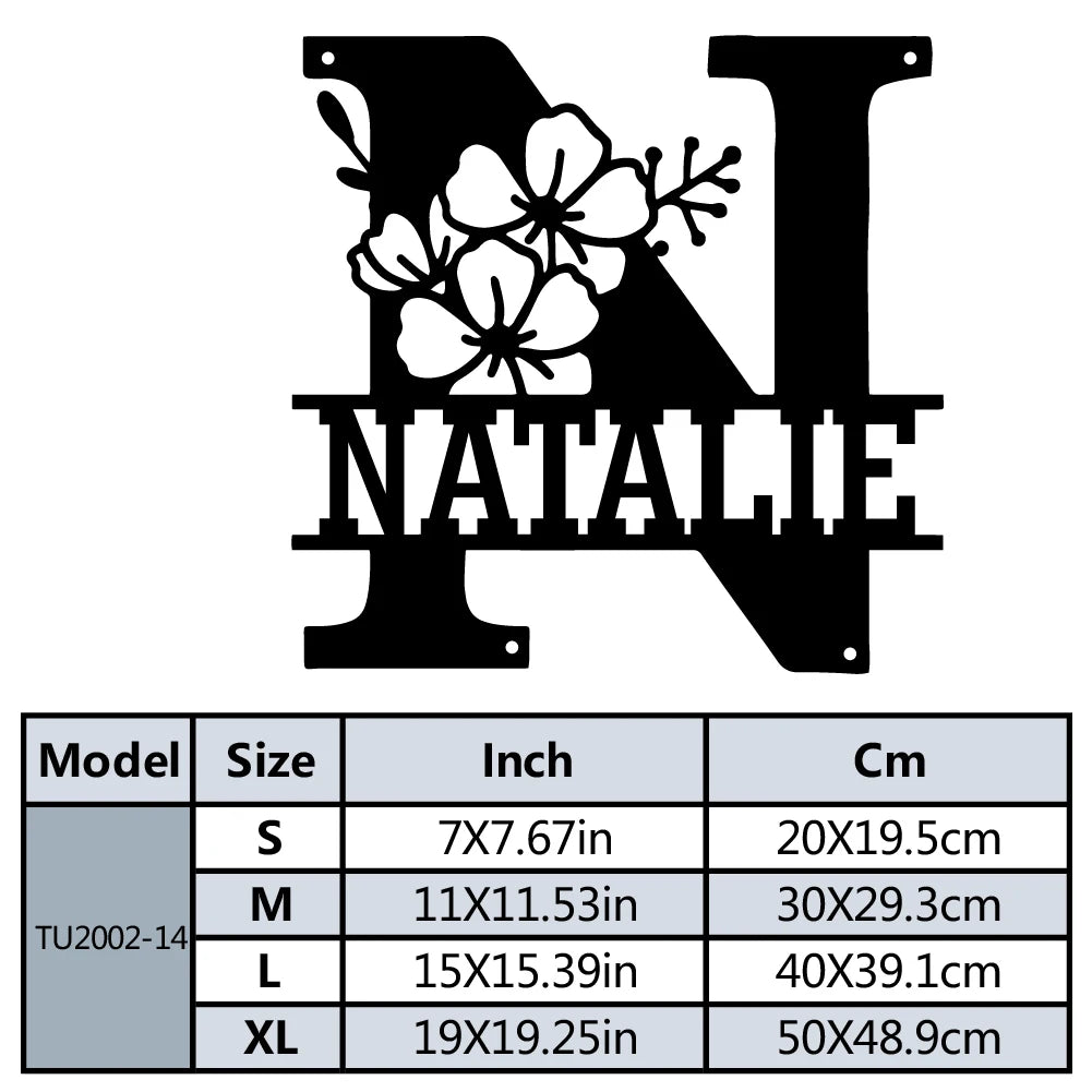 Buchstaben Wanddeko Metall 2D – Mit Wunschname