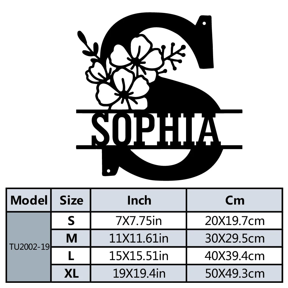 Buchstaben Wanddeko Metall 2D – Mit Wunschname