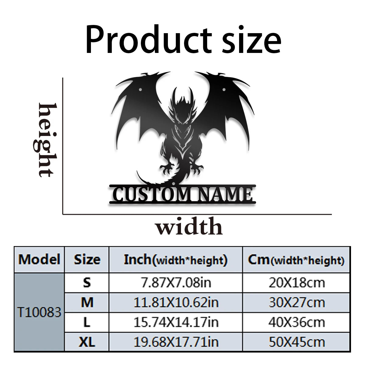 Drache Wanddeko Metall 2D