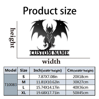 Drache Wanddeko Metall 2D
