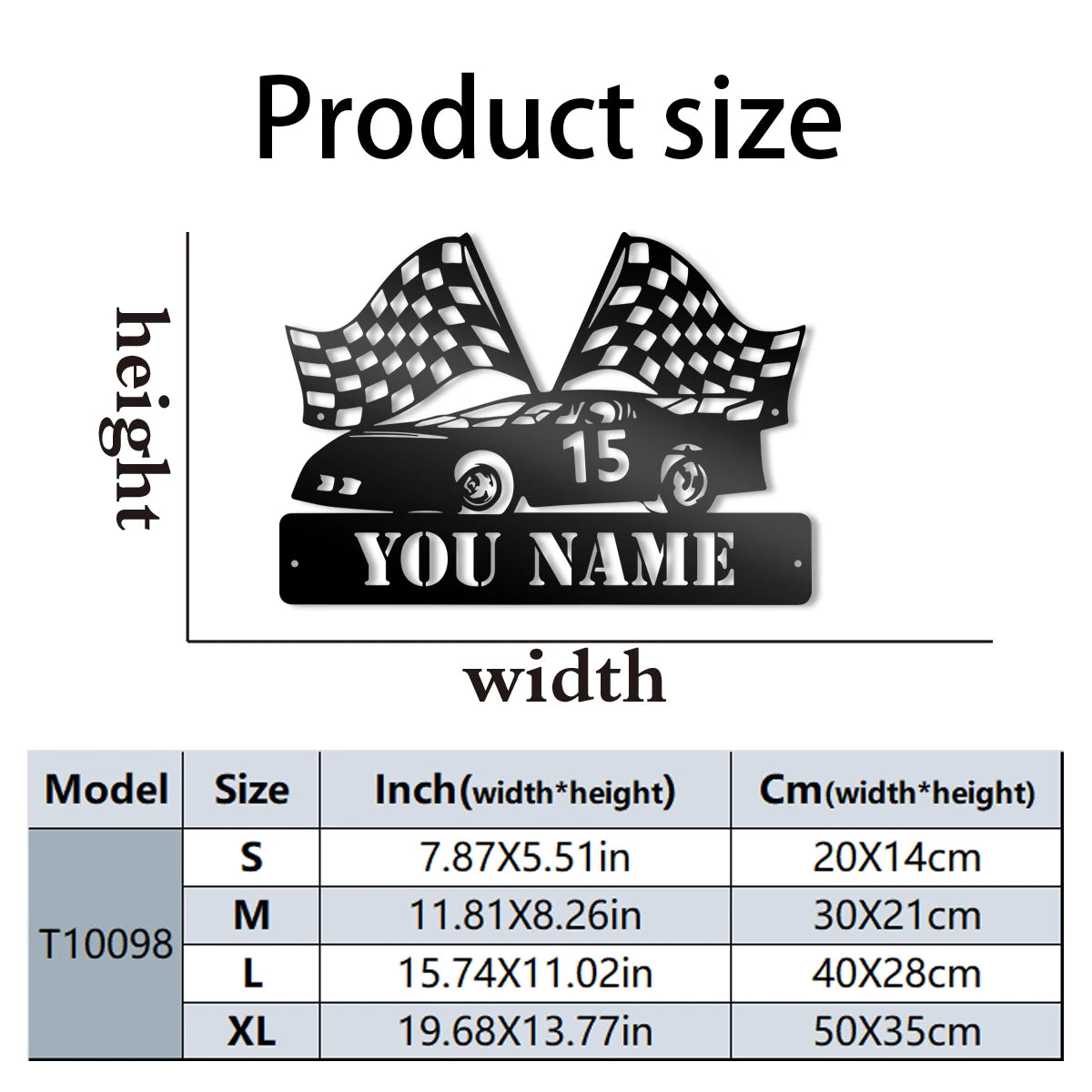Rennwagen Wanddeko Metall 2D